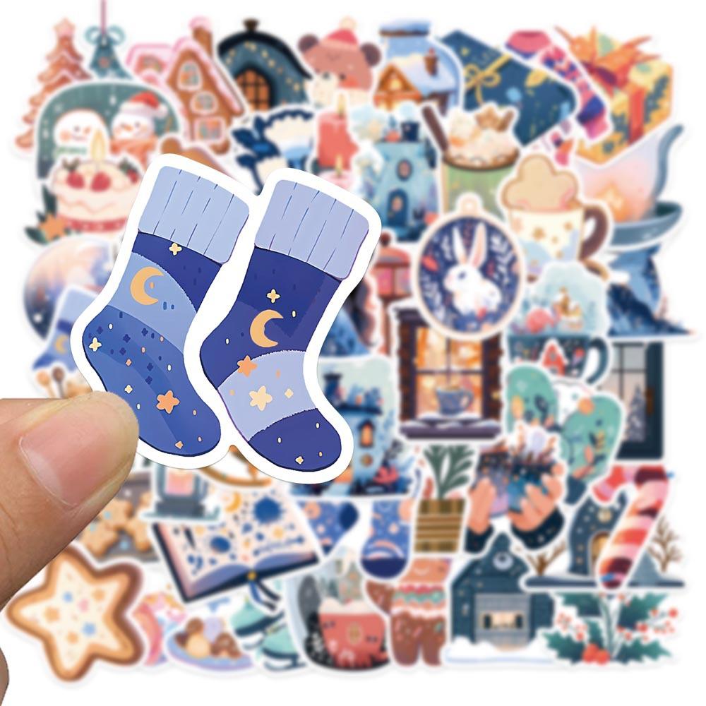 50Pcs Warm Winter Crystal Ball Christmas Tree Stickers Crafts Scrapbooking Book Label Decorative Sticker DIY Stationery Notebook Decals