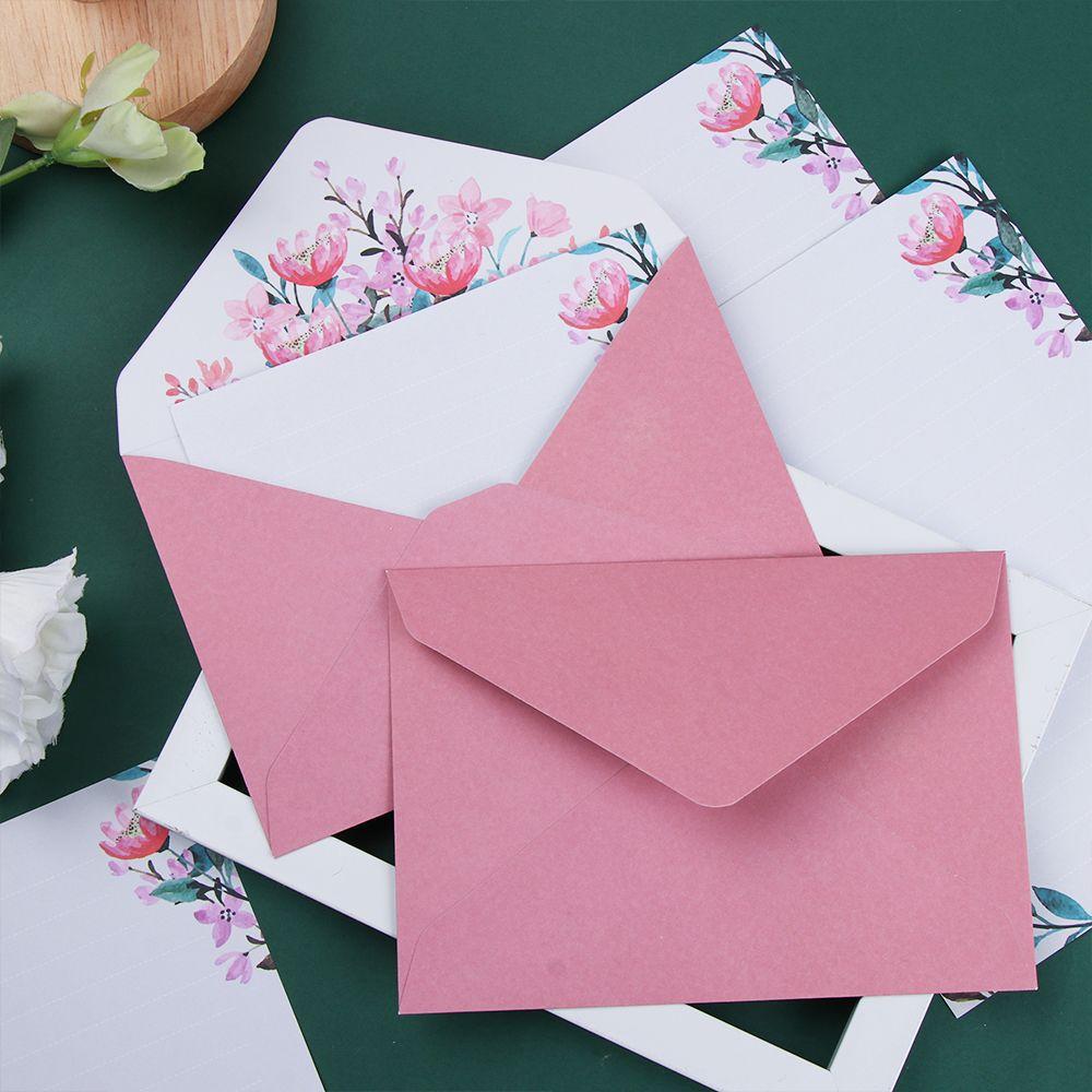 Invitation Card Office School Floral Pattern Paper Printed Flower Letter Envelopes Set Love Note