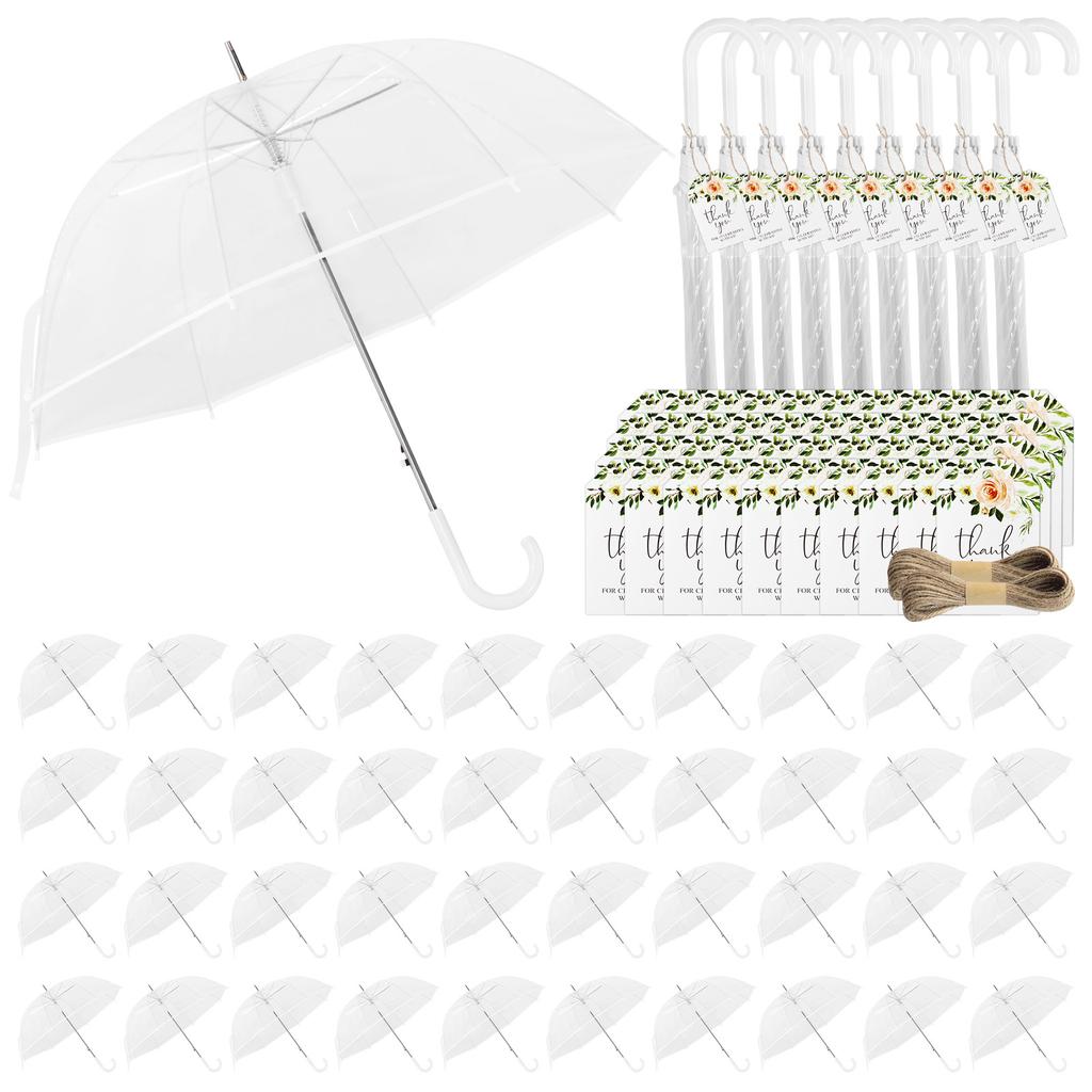 52 Inch Large Dome Rain Windproof Stick Umbrellas Auto Open Clear Dome Umbrella for Wedding Bridal Parties Graduation Outdoor