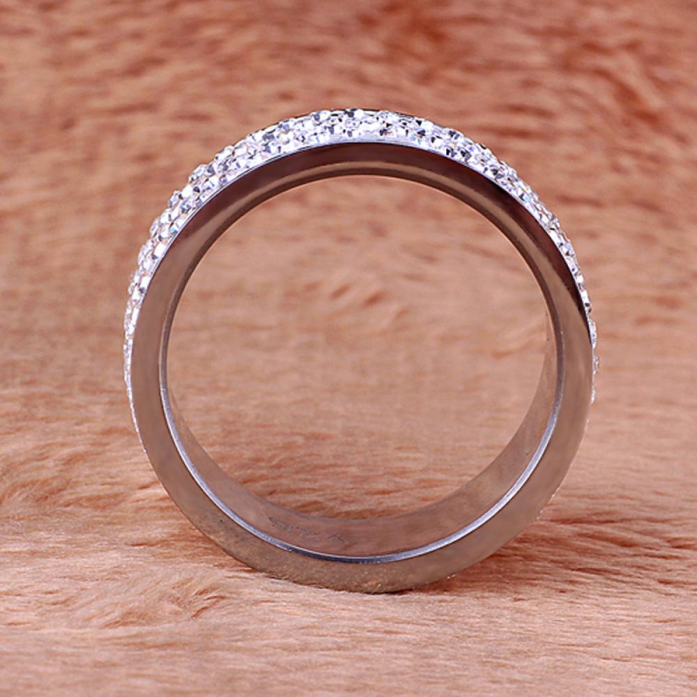 Fashion Unisex Women/Men Jewelry Weddig Stainless Steel Full Filled Zircon Band Ring