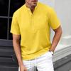 Мужская рубашка-henley с воротником-стойкой, коротким рукавом и нагрудным карманом