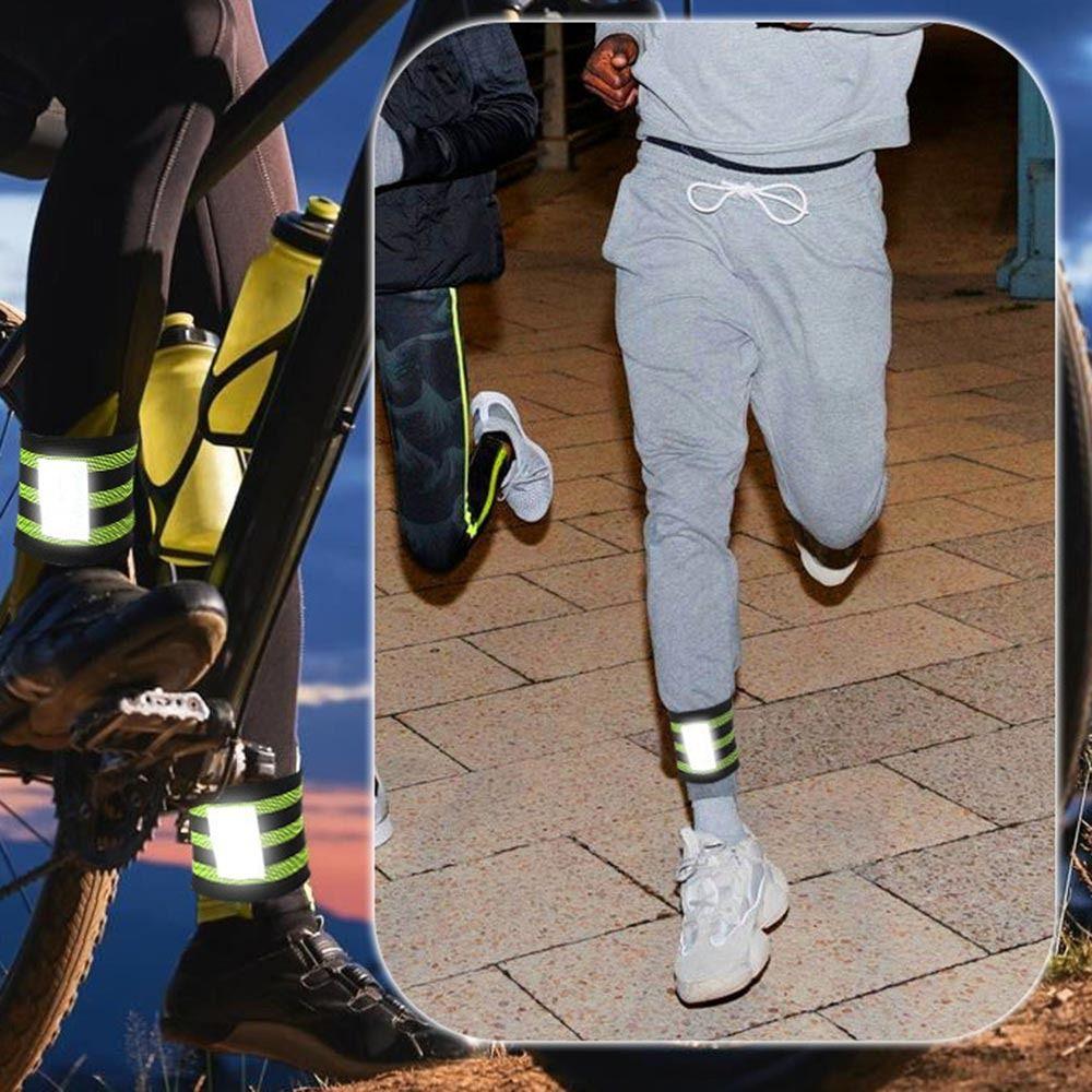 2pcs High Visibility Bicycle Ankle Strap Reflective Reflector Tape Straps Bicycle Pants Belt