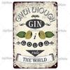 [MyPlate] GIN Plaque Metal Vintage Bar Furniture Plates Panels Tin Sign Tiki Bar Sign Man Cave Decorn Personalized Plate