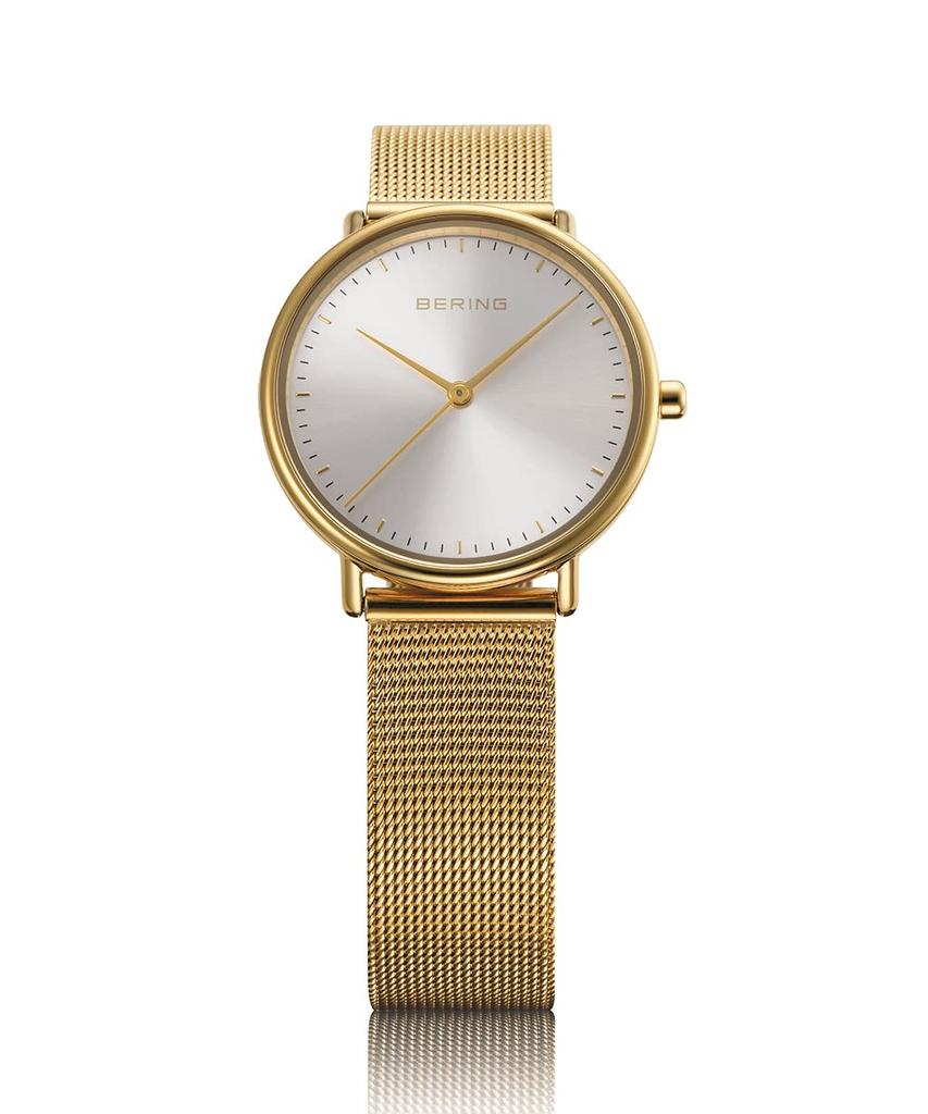 Кварцевые часы BERING с 2 ремнями, коричневый кожаный ремешок из желтого золота и нержавеющей стали, оригинальный импортный продукт, внутренняя гарантия 3 года, белый циферблат