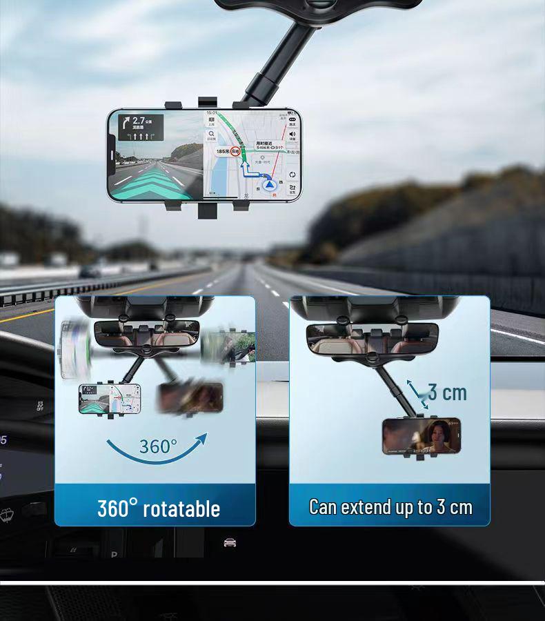 Многофункциональный вращающийся на 360° автомобильный держатель для телефона в зеркало заднего вида