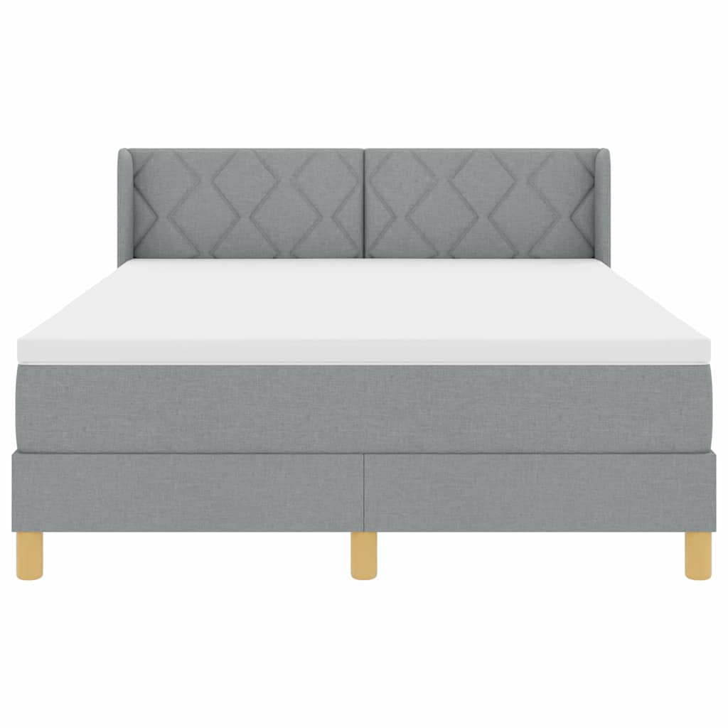 Boxspring Bed with Headboard Light Gray 200 x 140 cm Fabric