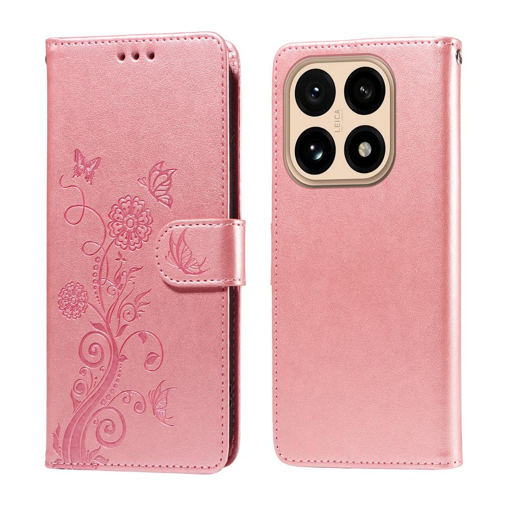 For Xiaomi 15T Leather Case Butterfly Floral Imprint Wallet Stand Cover