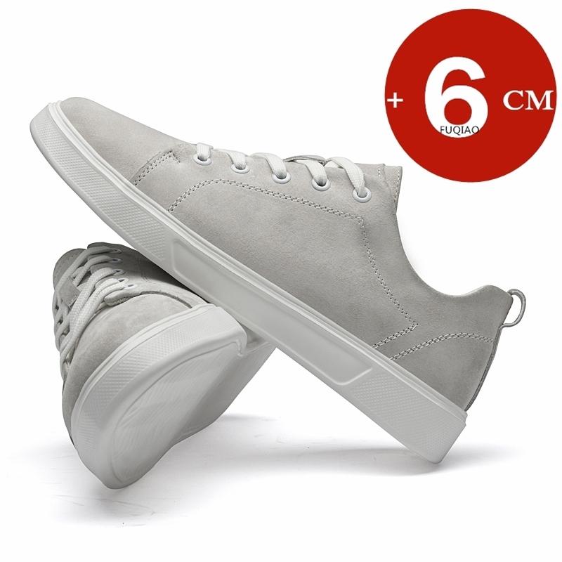 Men's Suede Casual Elevator Shoes 6cm Hidden Heel Height Increasing Sprots Breathable Comfortable Leather Lift Sneakers for Men