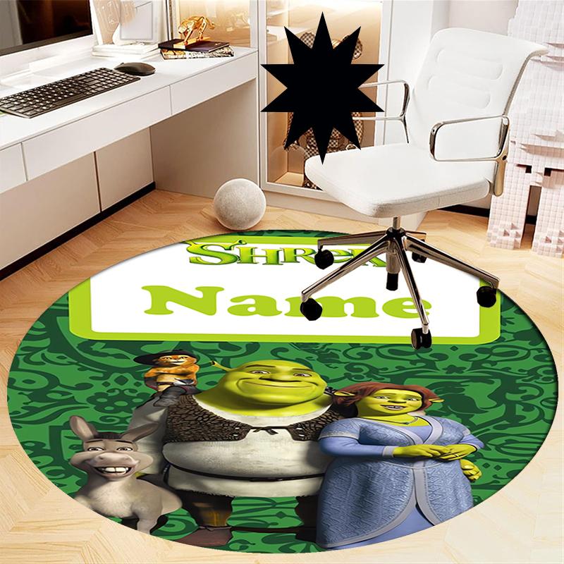 Custom Name Shrek Printed Round Rug Carpet Chair Rug Area Rug Entryway Doormats,for Office Chair Living Room Bedroom Kitchen Room.