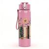 1PC Dried Flower Book Stack Art 750ml Color Plastic Sports Water Bottle Leakproof Flip Straw Lid Suitable for Sports Office Home Use