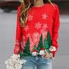 Tops For Women Christmas Snowman Print Round Neck Long Sleeve T-shirt Fall Casual Slim Pullover Women's Long Sleeve Top