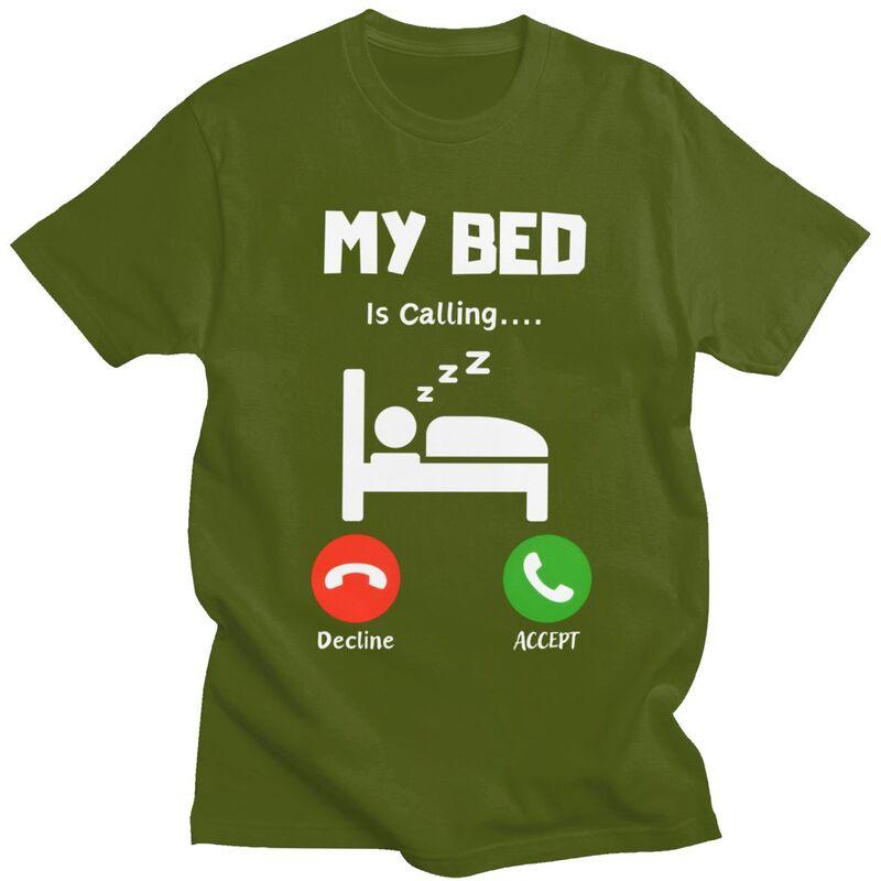 Mens My Bed Is Calling T Shirts ShortSleeve Cotton Tshirts Anniversary Birthday Gift Leisure Tees Clothing