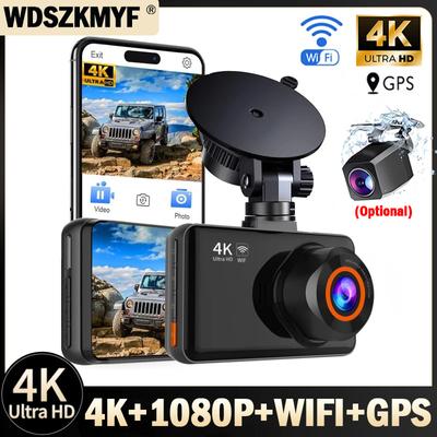 Автомобильный видеорегистратор 4K с передней и задней камерами, видеорегистратор для автомобилей с GPS, камера заднего вида для парковочного монитора автомобиля, автомобильный аксессуар