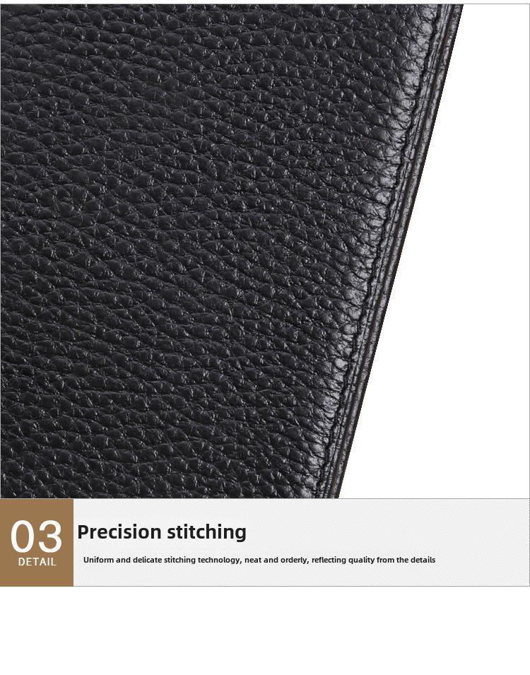 Мужской держатель для RFID-карт из натуральной кожи - Lychee Grain Cowhide 8106