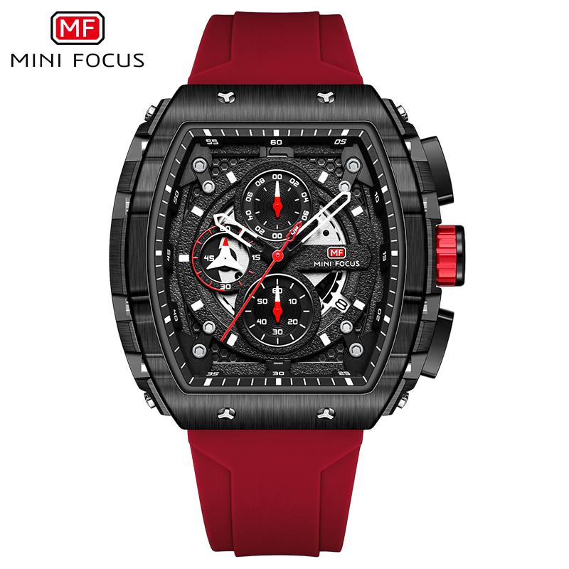 MINIFOCUS Fashion Men’s Silicone Strap Watch Trend Casual Quartz Wristwatch Luminous Waterproof Outdoor Sports Timepiece 0399G