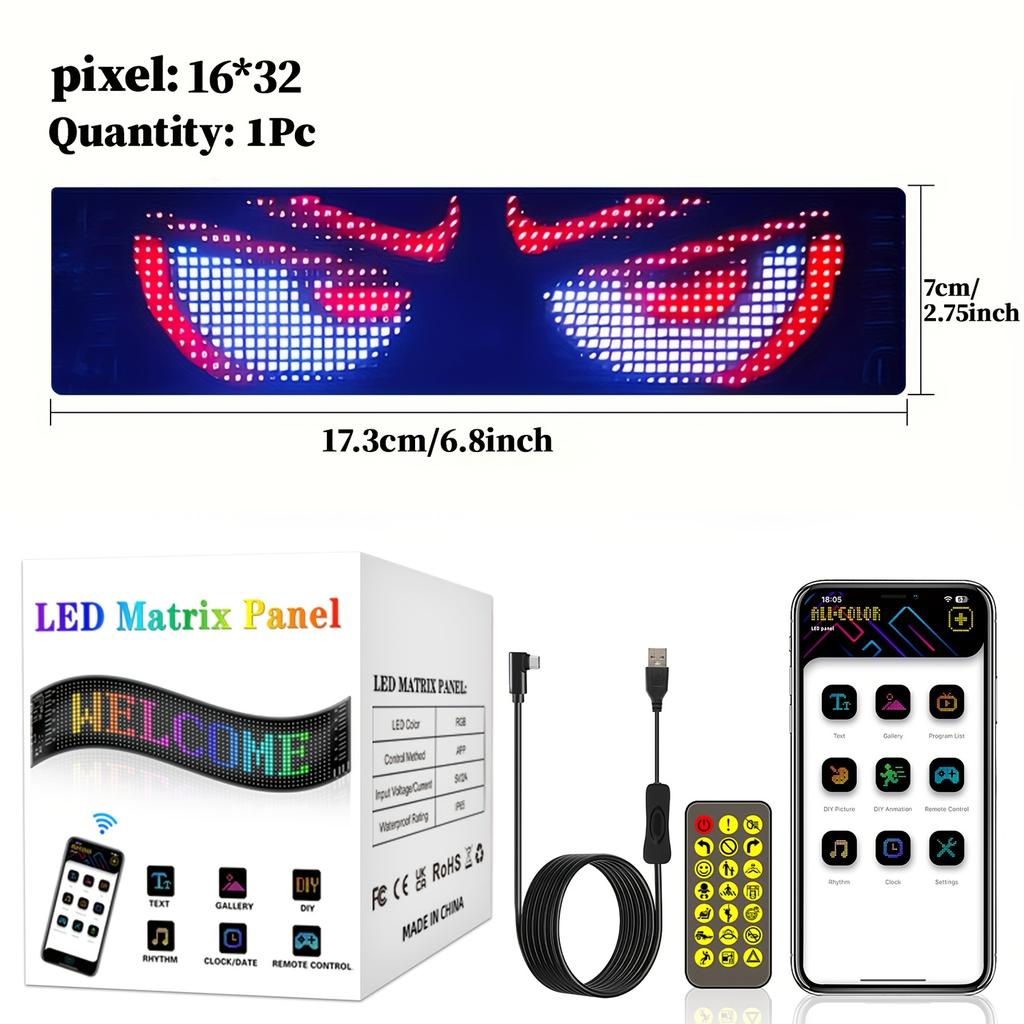 Devil's Eye Car Display With Application And Remote Control Dynamic Big Eyes Matrix LED Screen