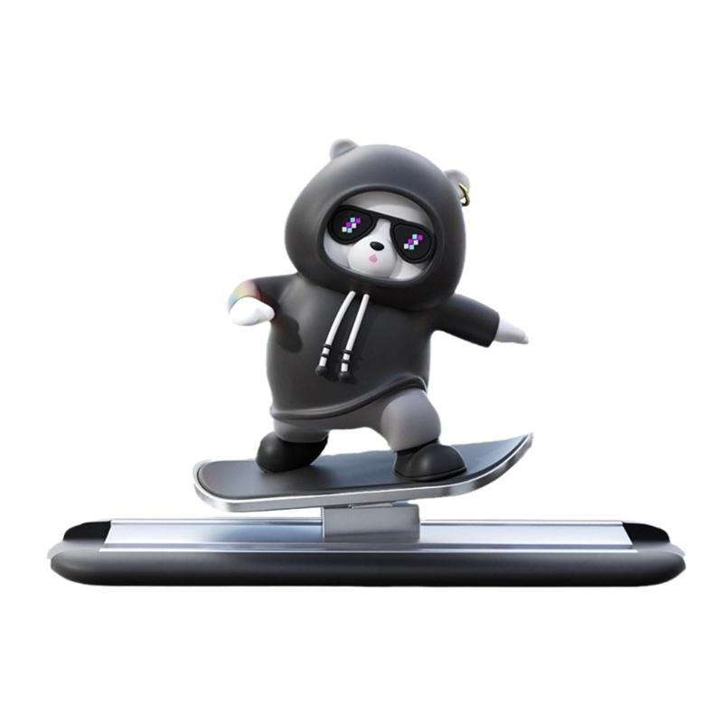 Car Interior Decorations Cute Dashboard Ornament Cartoon Skateboarding Bear Decor Car Interior Accessory Gift for Friend