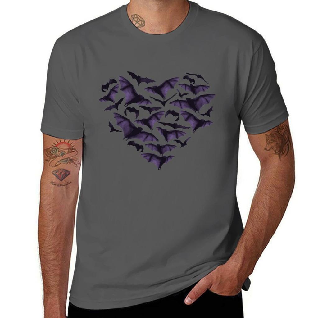 Purple Violet Bat Love Heart Shape TShirt Essential Solid Color TShirt