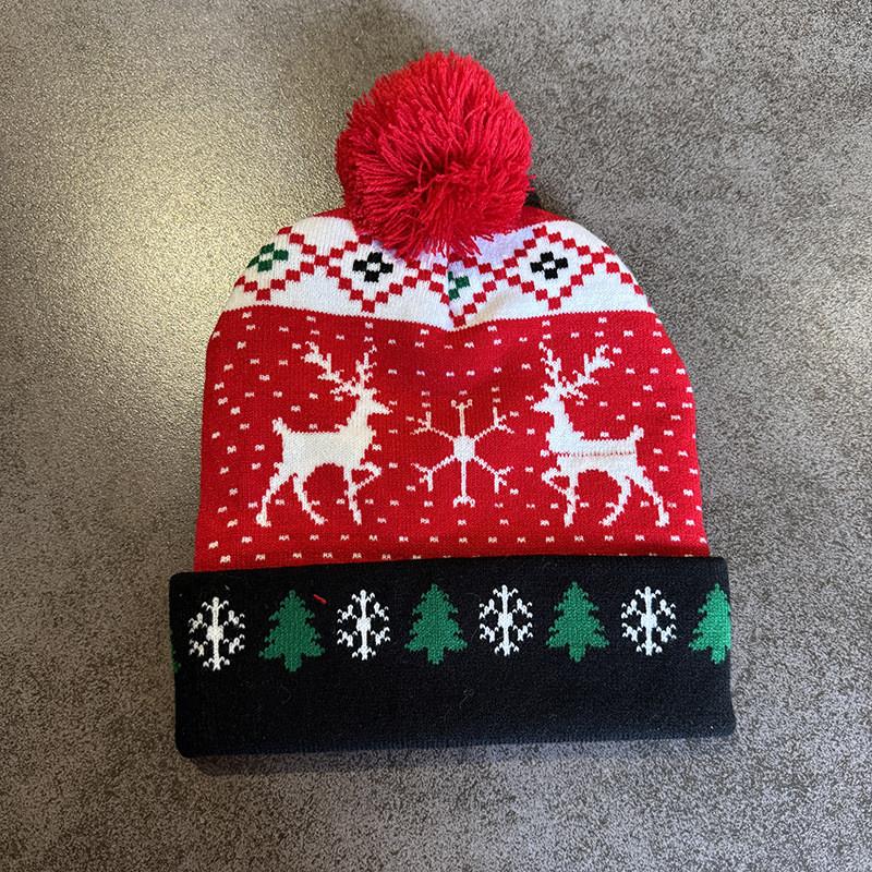 Милый лось снеговик Санта Клаус узор Рождественская тема Теплая вязаная шапка для взрослых Теплая зимняя праздничная мода