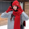 Solid Color Hat Scarf Gloves Set Warm Winter Beanie Hat Neck Protector Thermal Knit Cap  Skiing
