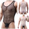 Sexy Men's Jumpsuit Black Bodysuit Transparent Briefs Underwear Romper