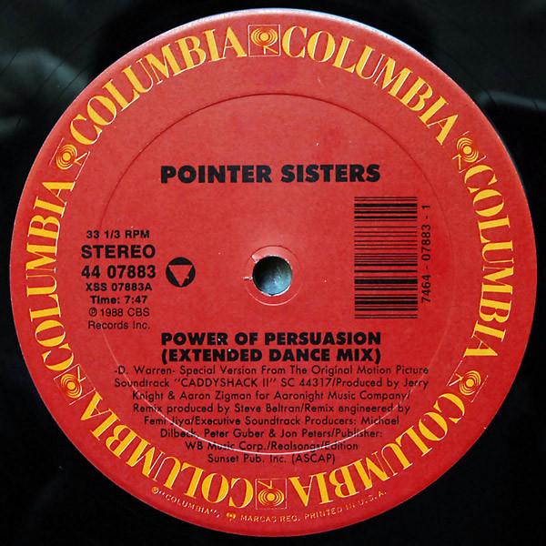 12-дюймовая пластинка POINTER SISTERS - Power Of Persuasion 4407883 Columbia 1988 США Соул/Фанк Б/У