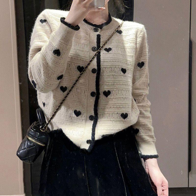 Cardigan Sweater Autumn Hong Kong Retro Chic Unique Top Super Nice Look Knitted Cardigan Hollow Bottom Female