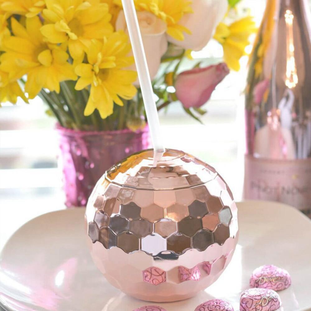 Drink with Straw Flashlight Glitter Bar Tools Disco Ball Cup Wine Goblets Cocktail