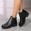 Large Size Round Head Square Heel Elastic Black Fashion Boots Autumn and Winter New Short Women's Boots Emu