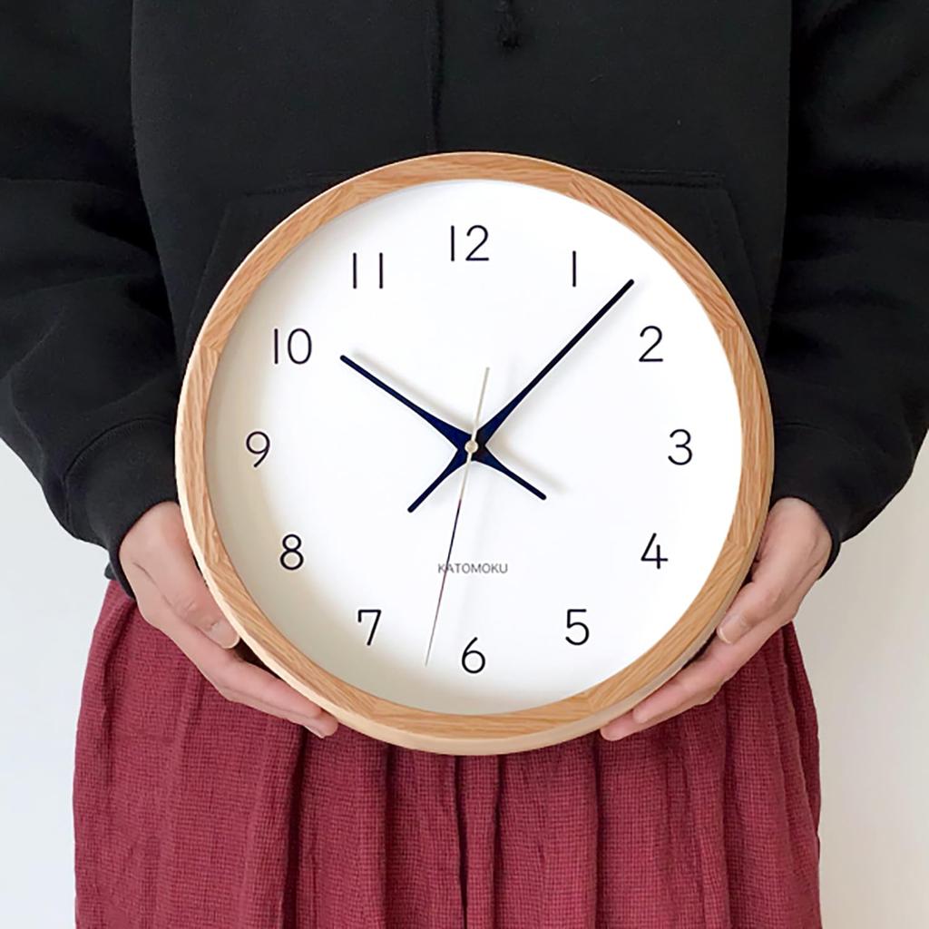 KATOMOKU Muku Clock 13 Oak km-104OARC Wall Clock with Continuous Second Hand, 30.6cm Diameter (Radio-Controlled Clock)