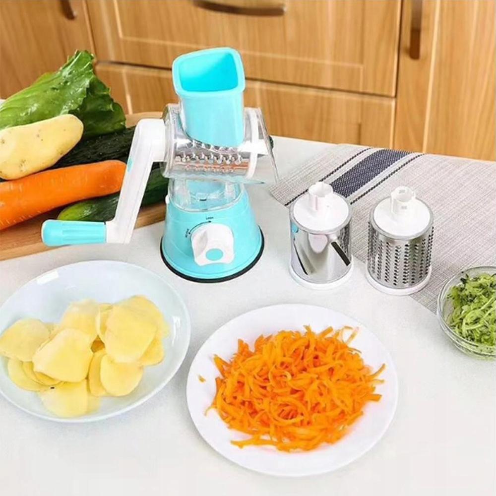 Manual shredder, rotating grater, 3 blades, 3-in-1 vegetable slicer