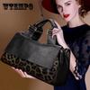 Personality Leopard Big Black Genuine Leather Top-Handle Bags Handbags Women Bags Luxury Large Capacity