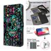 Colorful Skull Pattern Shockproof Card Slots PU Leather Wallet Phone Case for iPhone,Samsung,Huawei,Xiaomi,Moto,Oppo,Google,Nokia,LG,Oppo...