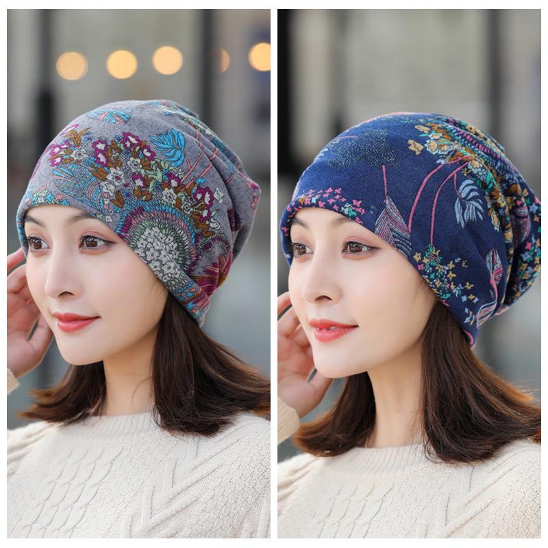 Универсальные корейские женские шапки на осень/зиму: Головной платок, баотоу, пуловер, шейный платок, принт, ворс и защитные уши
