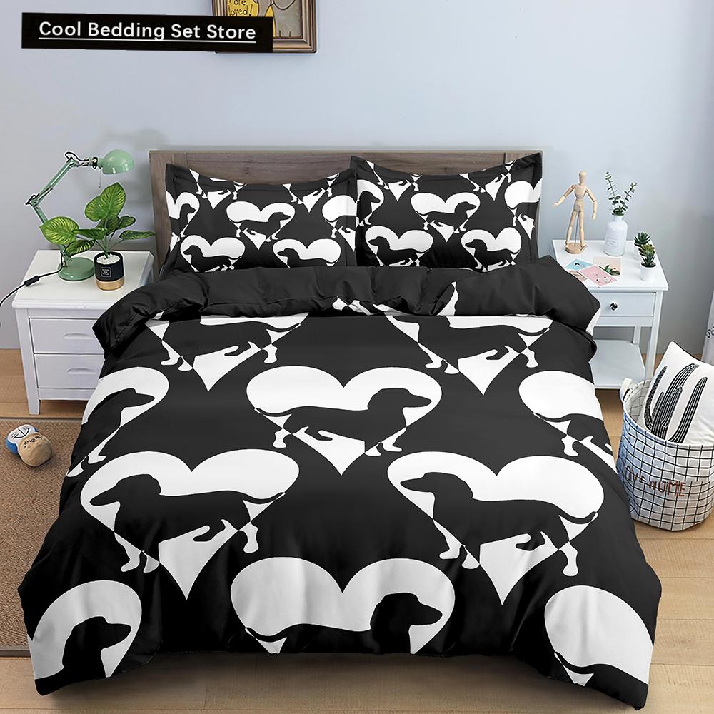 Такса Собака King Queen Пододеяльник Мультфильм Питомец Щенок Постельное белье Колбаса Собака Пододеяльник Милый Животный Полиэстер Одеяло Покрывало