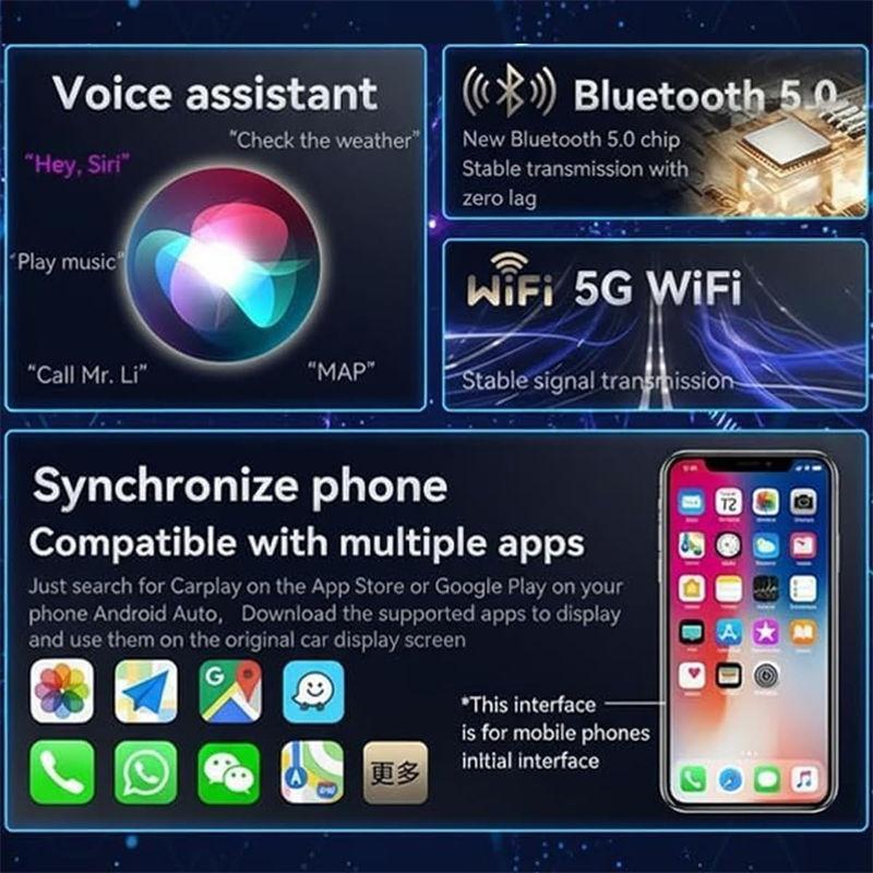 Мини-адаптер для зеркалирования экрана для iPhone, обновленный беспроводной 3-в-1 Carplay Auto Airplay, аксессуары для автомобилей GZW
