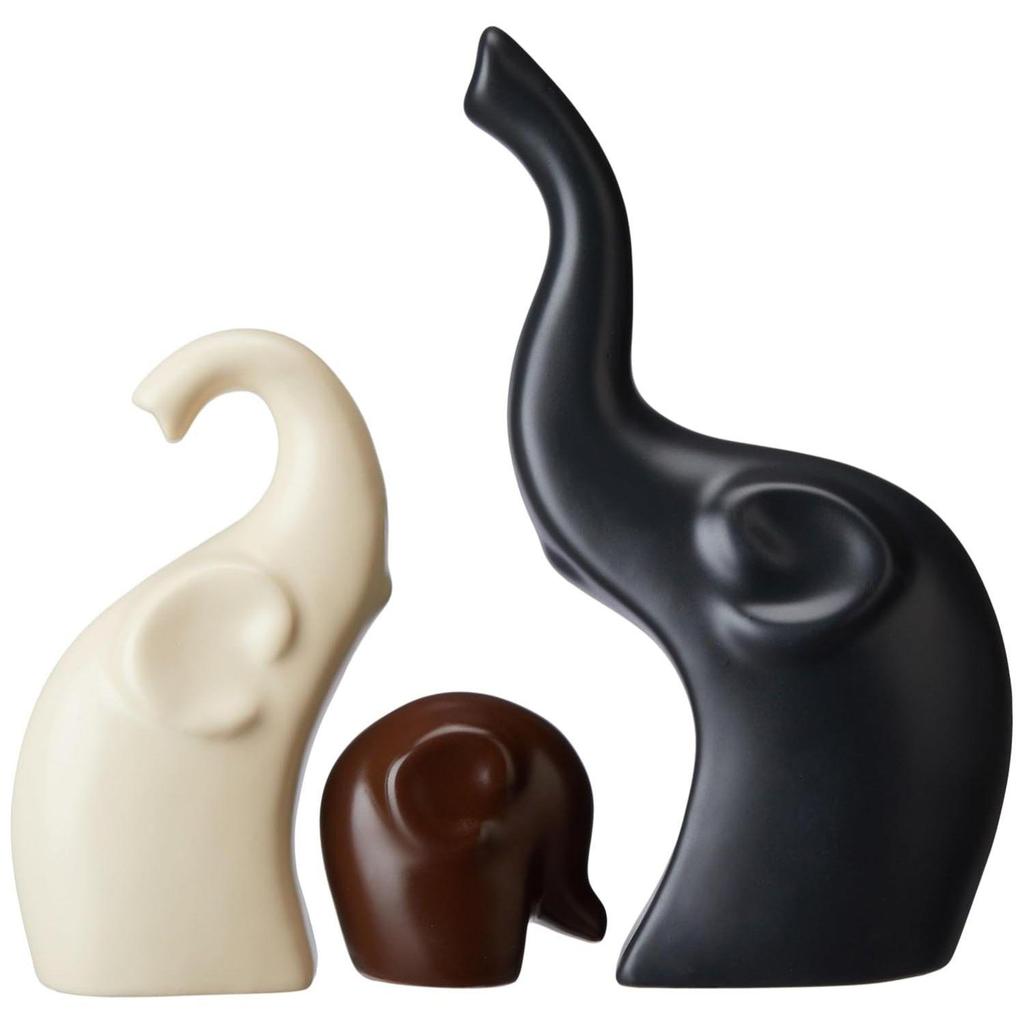 Home Décor Elephant Family Matte Finish Ceramic Fantasy Figures(Set of 3 Piece,Multicolor)