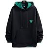 Men's Trendy Two-in-One Velvet Hoodie - Spring/Autumn Long-Sleeve Pullover with Sticker Design