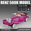 1:32 Mercedes Benz 500K 1936 Классическая модель автомобиля из сплава, литая под давлением, со звуком и светом, Коллекционные предметы для хобби, Подарки на день рождения для парня