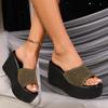 Сандалии Лето 2024 Новые женские тапочки на танкетке Платформа Пляжные шлепанцы Трендовые туфли на высоком каблуке Женская обувь Туфли-лодочки Толстые шлепанцы Mujer