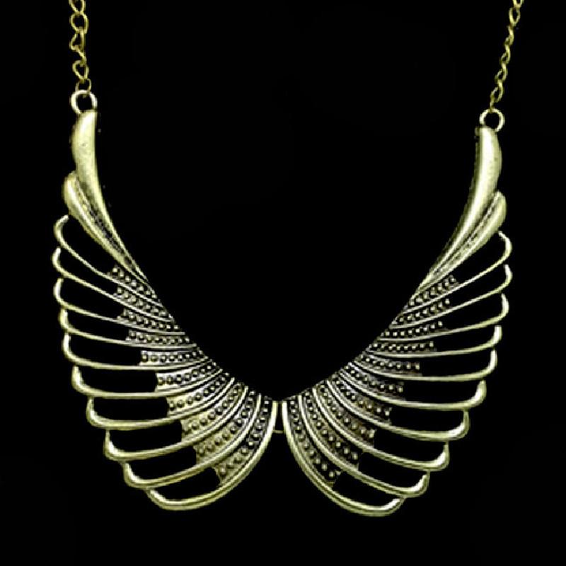 Angel Fashionable Retro Wing Pendant Women Metal Necklace For Travel Gift And