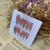 100% HANDMADE Long Pointed Stiletto Fake Nail Art Almond Breaded Camellia Phototherapy Nails Reusable and Removable Nails