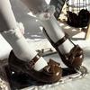 Round Head Lolita Shoes Low Heel Women's Single Shoes Bow Sweet and Cute Kapibara Jk Uniform Shoes with Skirt