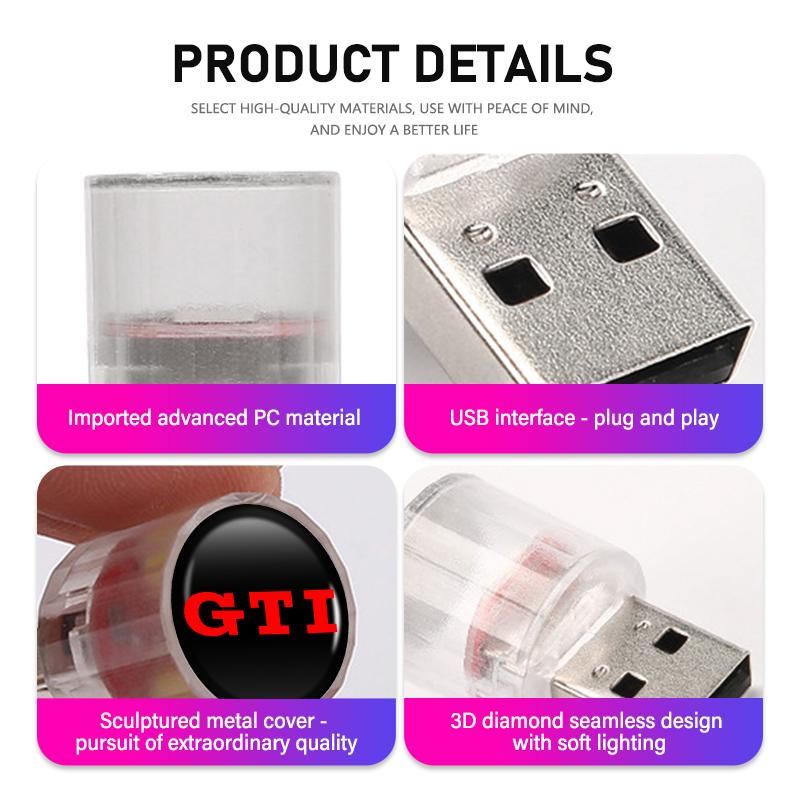 For Volkswagen VW Colorful Car Ambient Light USB LED Atmosphere Lamp Portable Jetta Golf4 5 6 Beetle CC B5 B6 B7 EOS GTI MK2