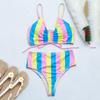 Бикини с высокой талией, женский купальник с пуш-ап, женский Радужный купальник, сексуальный комплект бикини, купальный костюм, пляжная одежда, купальный костюм