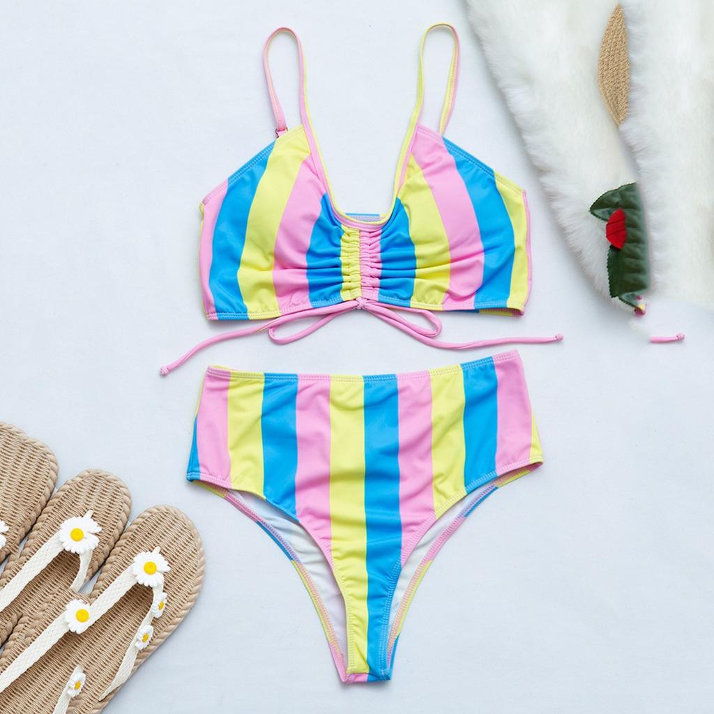 Бикини с высокой талией, женский купальник с пуш-ап, женский Радужный купальник, сексуальный комплект бикини, купальный костюм, пляжная одежда, купальный костюм