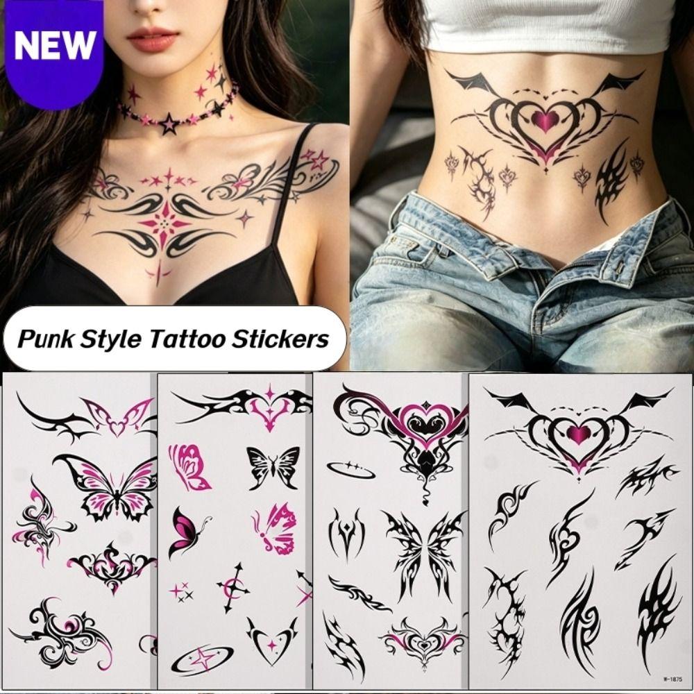 Y2k Spicy Girl Body Art Sticker Totem Butterfly Temporary Tattoo Leg/ Arm/ Hand/Foot