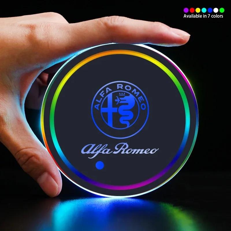 For Alfa Romeo 508 Car Sticker For Alfa Romeo 147 7 Colors Car Styling LED Luminous Water Cup Pad For Alfa Romeo Giulia 156 1 qw2