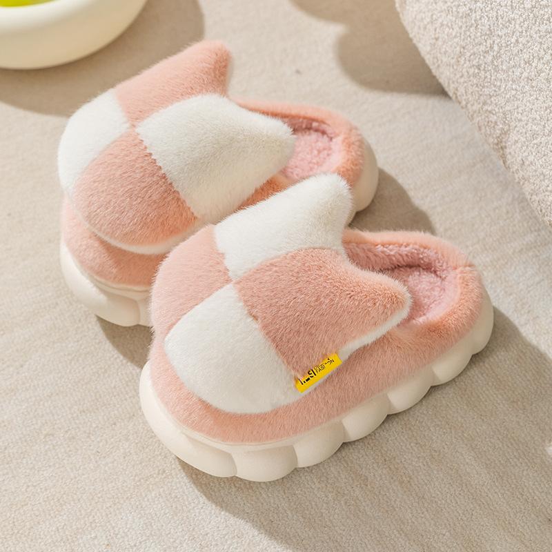 Зимние тапочки из хлопка, которые не боятся наступить на дерьмо, домашняя обувь для мальчиков и девочек, средние и взрослые, пушистые тапочки, нескользящие, хлопковая швабра с мешком на голове