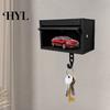 No Drill Installation Key Hook Car Garage Holder with Opening Door Adhesive Home Decor Clip Wall-Mounted Organizer Dual-purpose Decorative for Office